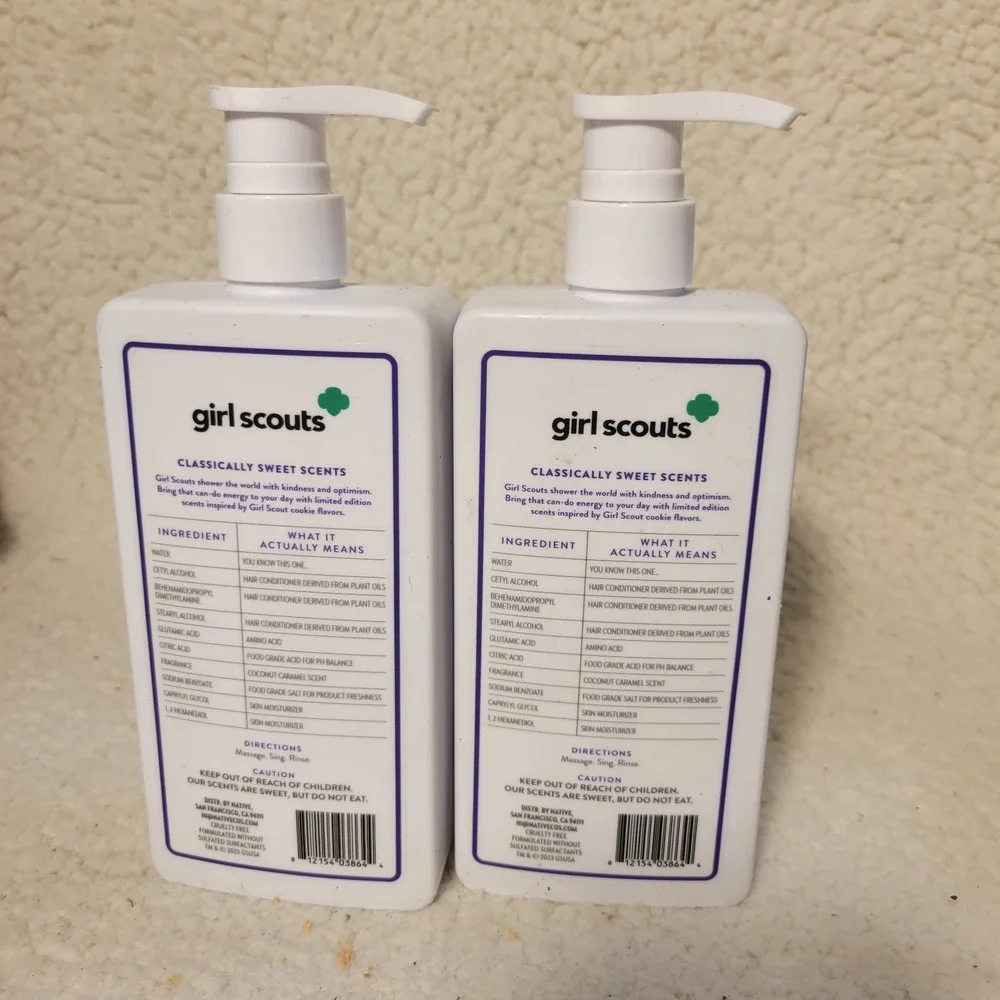 2‎ Pack Native Girl Scouts Moisturizing Shampoo Coconut Caramel 16.5 oz per NEW